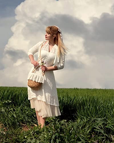 Womens Summer 3/4 Sleeve Bolero Shrug for Dress Open Front Small Ivory White - Picture 5 of 7