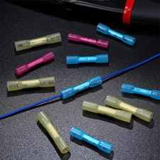 10-100PCS Heat Shrink Butt Connectors Crimp 22-10AWG Gauge Wire Splice Terminals
