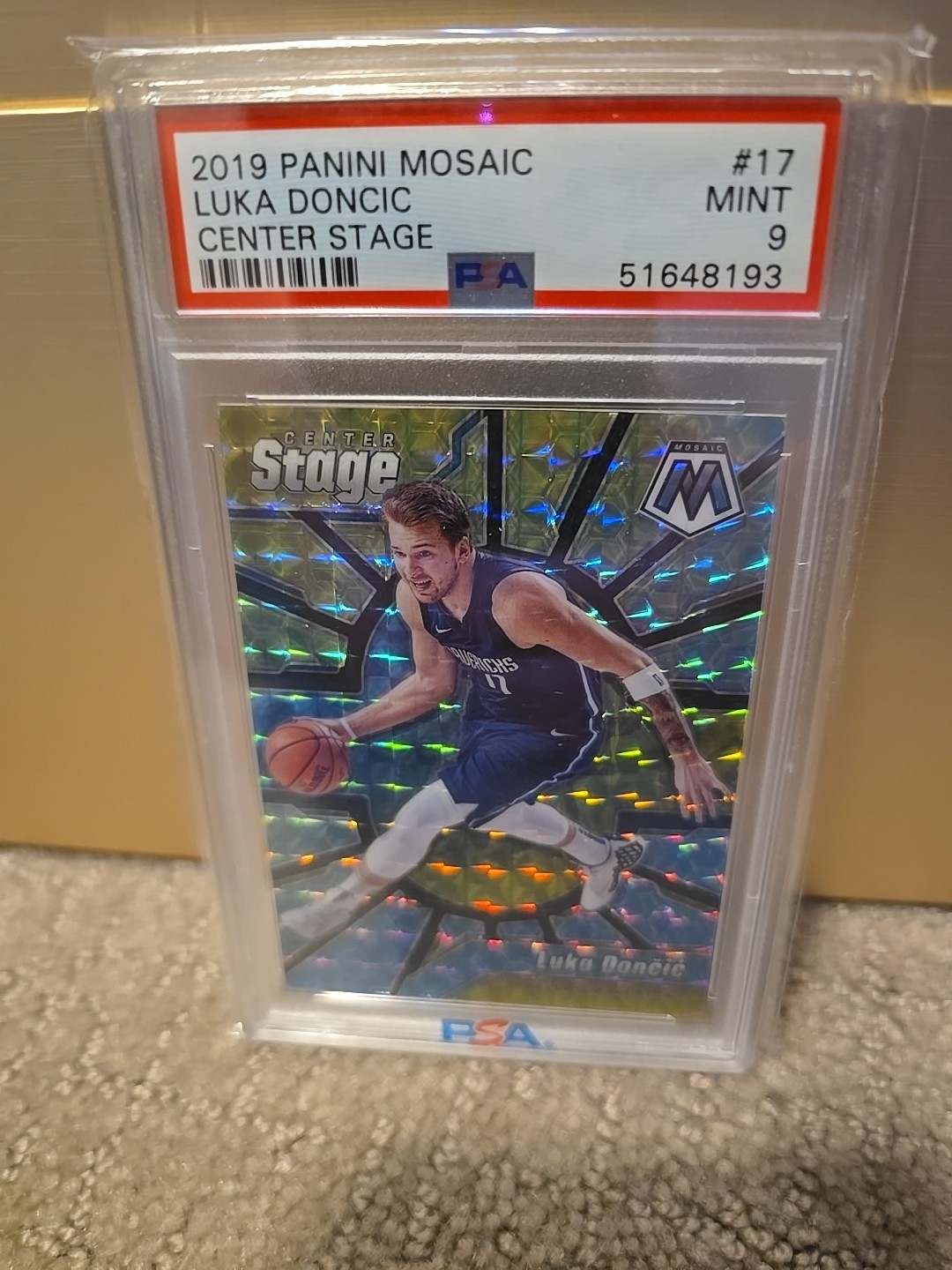 2019 Panini Mosaic Luka Doncic Center Stage Mint PSA 9 Card #17