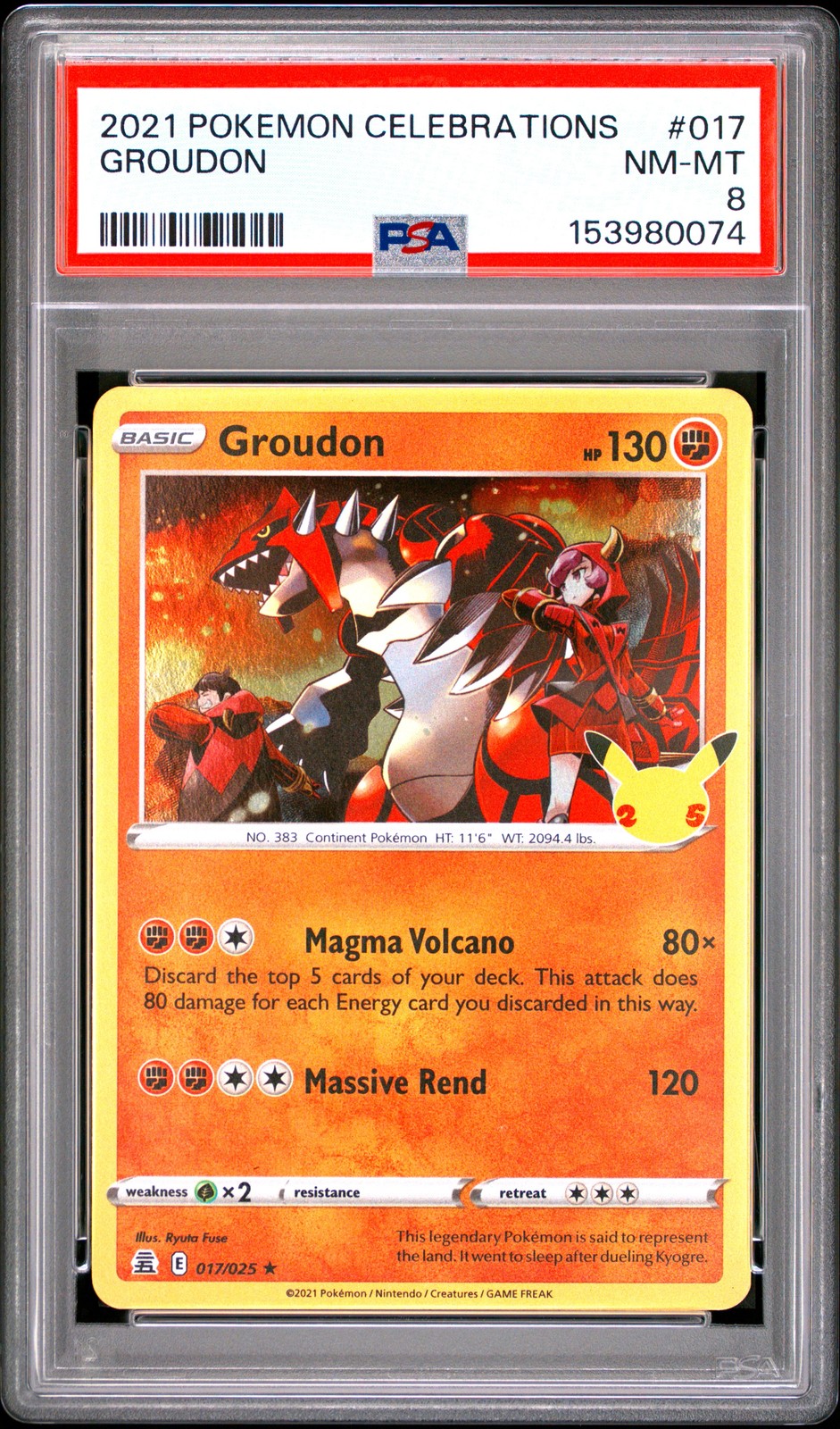 2021 POKEMON CELEBRATIONS #017 GROUDON PSA 8
