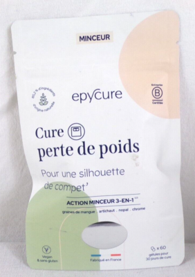Cure Minceur EPYCURE - 60 Gélules à Base D'artichaut, Chrome Et Nopal, Date Péremption 2027