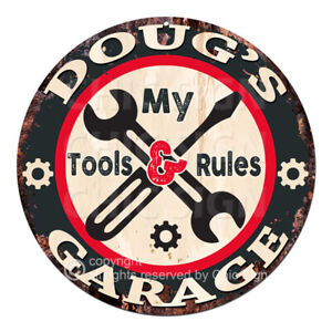 CGTR-0323 DOUG'S Garage Tools Rules Tin Sign Man Cave Decor Gift For ...