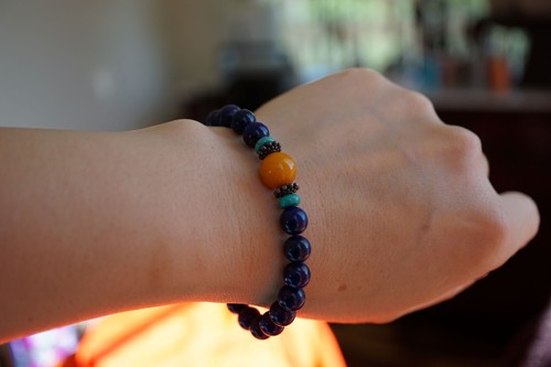 Genuine Lapis Lazuli Lazuli Beaded Bracelet Round Lapis Bracelet High Quality - Picture 10 of 10