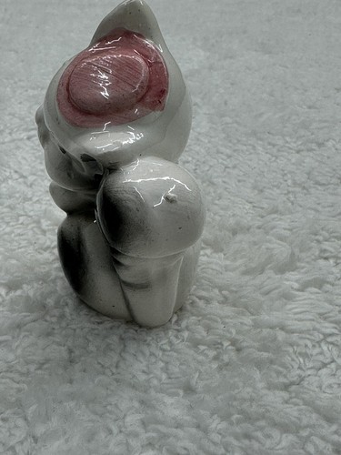 Keramik Dame Eichhörnchen Figur grau anthropomorph Japan rosa Hut & Fächer Vintage - Bild 6 von 21