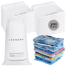 200 Pcs Hotel Laundry Bags Bulk 1.38 Mil 14" x 24" Laundry Bags Plastic with ...