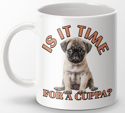 Süßer Mops Becher, ist es Zeit für eine Tasse Kaffee? - Entzückendes Mops Welpen-Design 11 Unzen Keramik