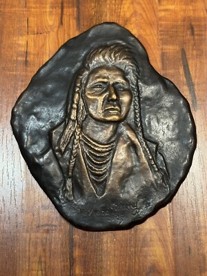 VTG Bronze Native American Indian Relief Plaque Jenny Ray Foundry Proof FP /1000