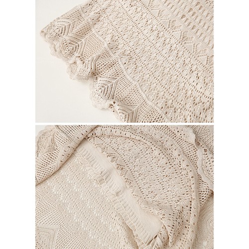 Women's High Waisted Loose Crochet Hollow Knitted Long Dress Plus Size - Picture 18 of 23