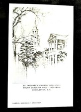 VTG Postcard ST MICHAELS CHURCH S.C. HALL Charleston SC Elizabeth O'Neill Verner