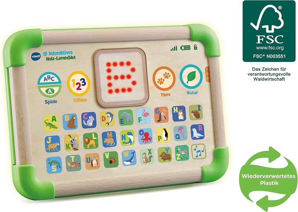 VTECH Interaktives Holz-Lerntablet Kleinkindertablet, Mehrfarbig 12 M - 4 J ✅ - Bild 2 von 2