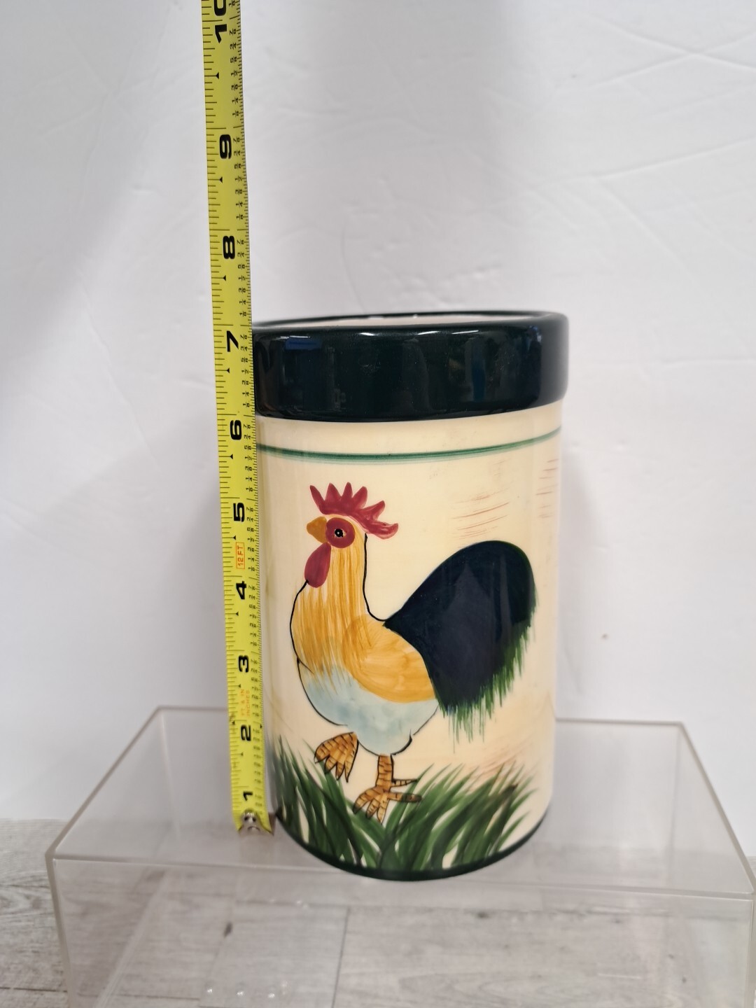 Vintage Farmhouse Rooster Kitchen Ceramic 7" Utensil / Napkin Holders Country
