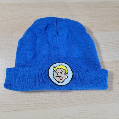 Fallout Bethesda Culturefly Beanie Hat Vault Boy XX Eyes Blue