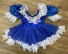 VINTAGE TODDLER GIRL  S GOWN PAGEANT ONE PC BLUE RUFFLE LACE SZ 2C MADE USA