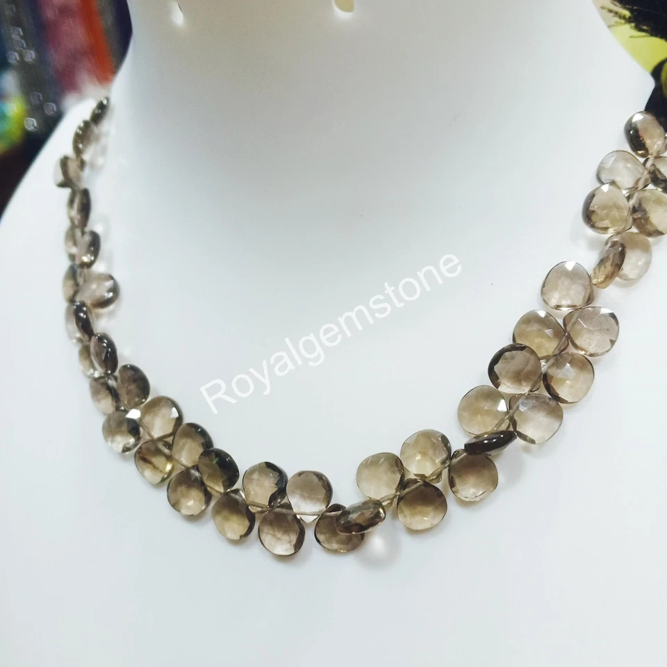 AAA++Smoky Quartz Heart Shape Faceted Cut Stones for Jewellery Making - Image 2 of 4