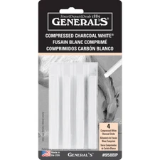 Compressed Charcoal Sticks 4/Pkg-White - 2B, 4B & 6B (Pack of 3)