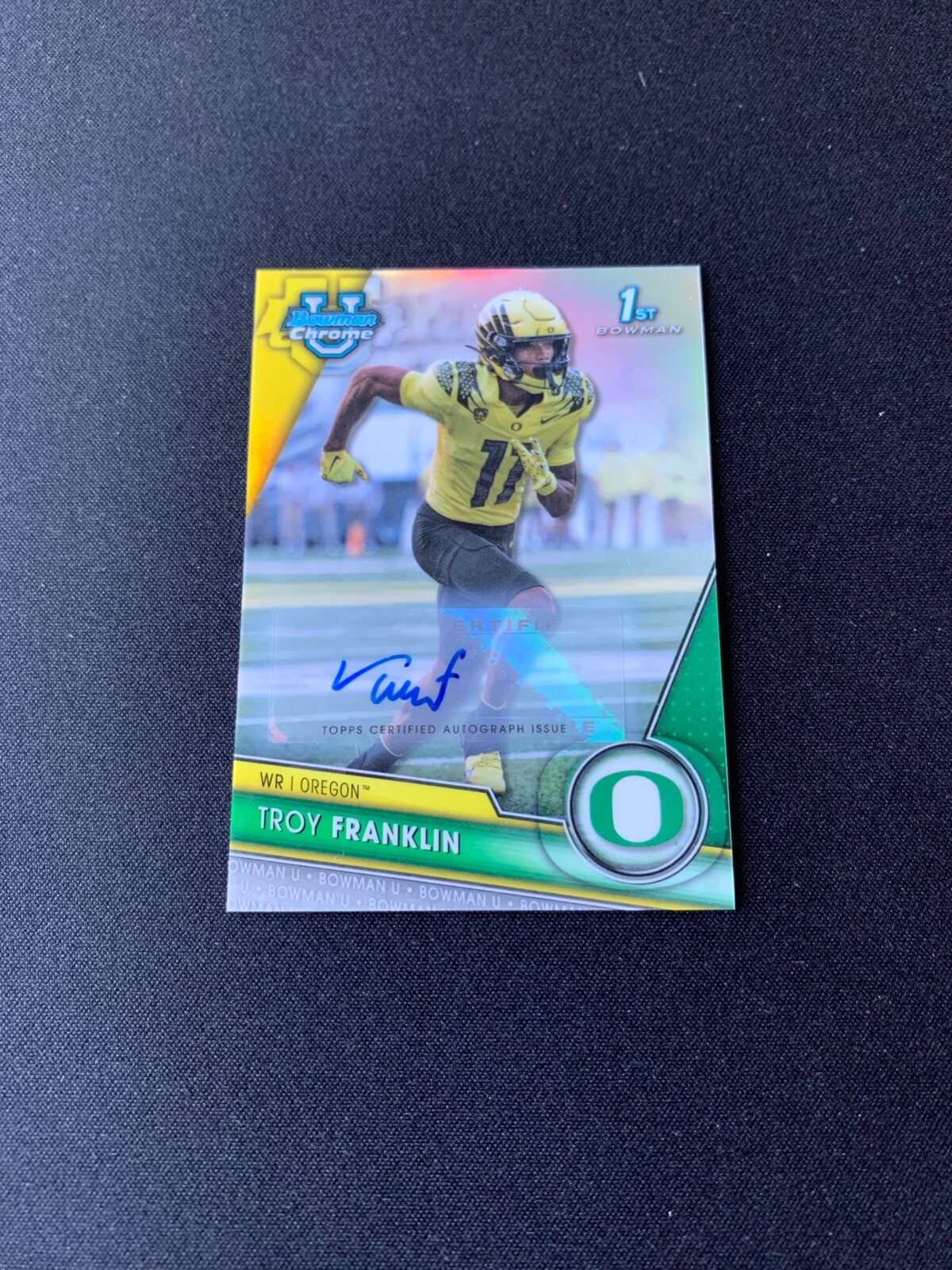 2023 Bowman University Chrome Prospect Refractor /499 Troy Franklin #112 Auto