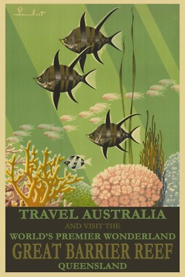 Great Barrier Reef Australien Reise Werbung Vintage Retro Stil Blechschild Plakette