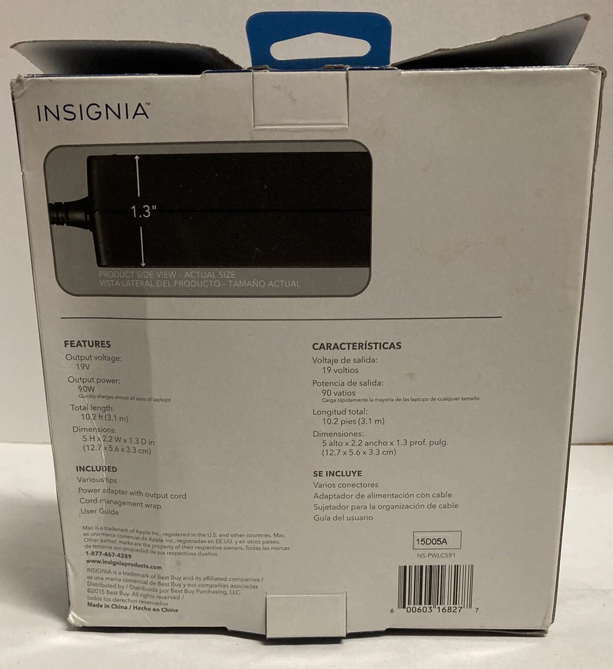 Insignia Universal 90W Laptop Charger Black NS-PWLC591 w/6 Charging Tips - Image 2 of 3