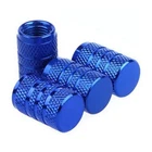 Pack of 4 Schrader Car Bike Bmx Motorcycle Alloy Tyre Valve Dust Caps - Blue