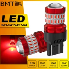 BMTxms 7443 7444 7440 7441 LED Bulbs Brake Stop Light Lamp Red Super Bright 2pcs