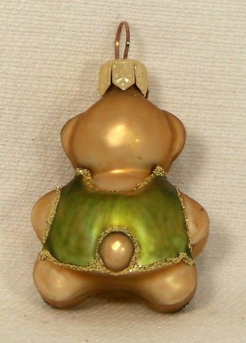 VINTAGE-NEW Sopel Box of 12 Green Girl Bears Glass Christmas Ornaments Poland - Imagen 3 de 3