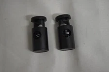 PLAIN BLACK SNEAKER SHOE LACE LOCKS SET LOGO SPRING STOPPER 2 PIECES PAIR STRING
