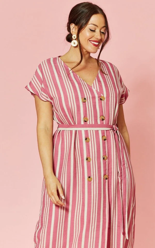 Glamorous Pink Striped dress New With Tags - Imagen 3 de 4