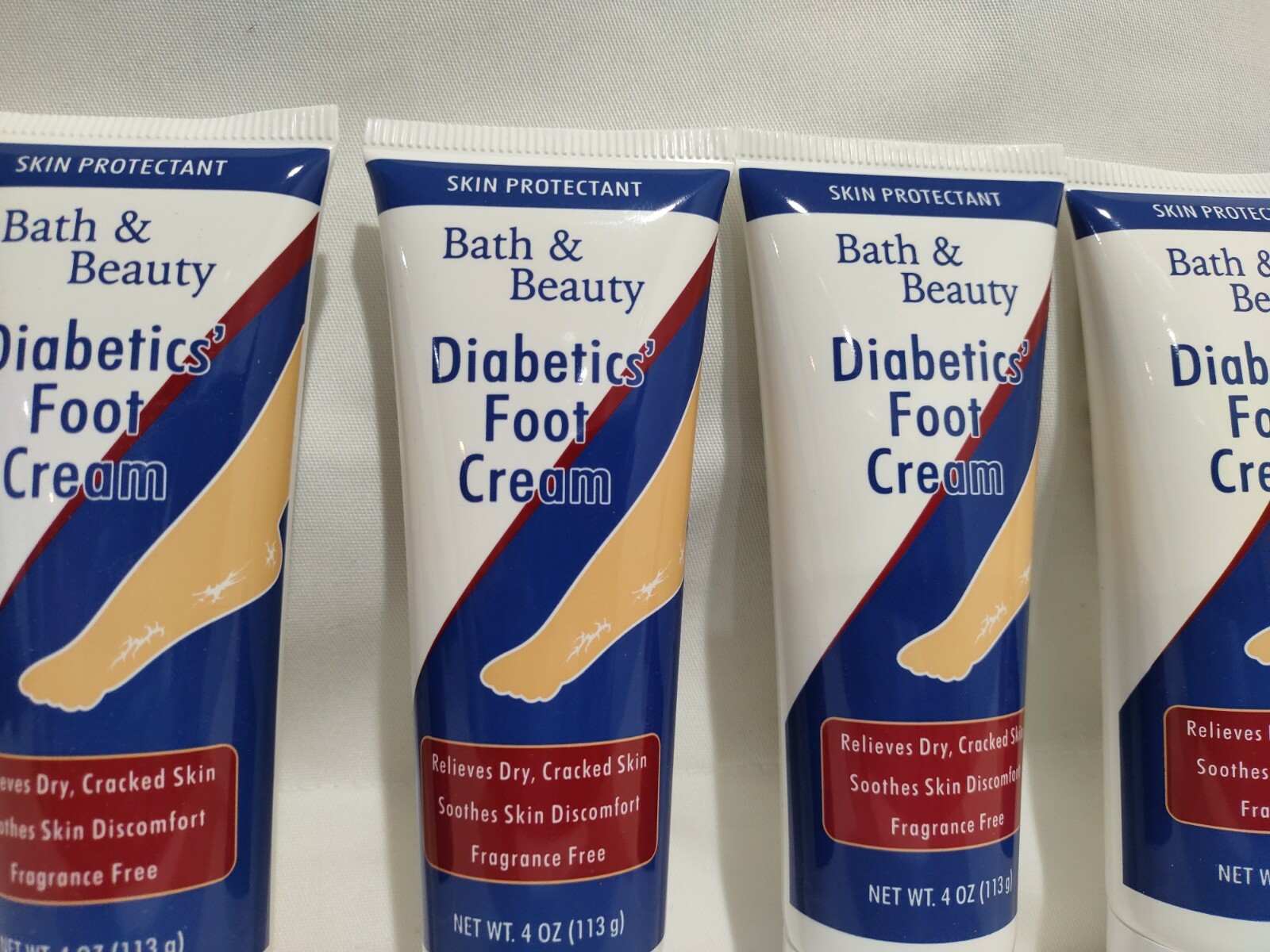 Lot of 4 Diabetics Foot Cream Fragrance Free for Dry Cracked Skin 4 oz