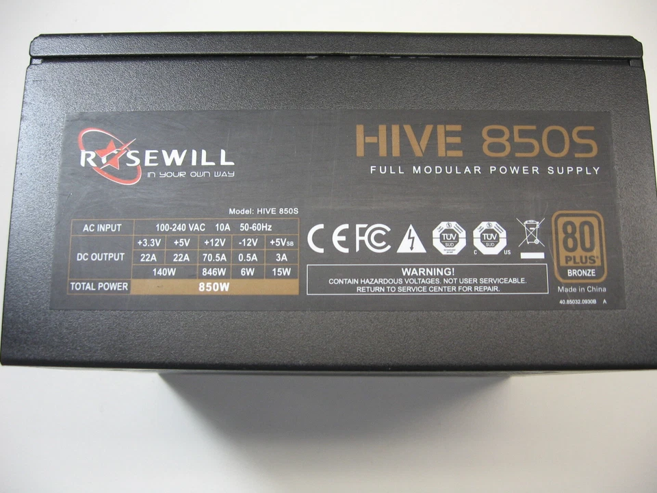 Rosewill Hive 850W - 80 PLUS Bronze - Fully Modular ATX Gaming PSU - Image 3 of 4