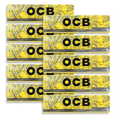 OCB Solaire King Size Slim Rolling Papers + Tips 32 Leaves Each (10 Booklets)