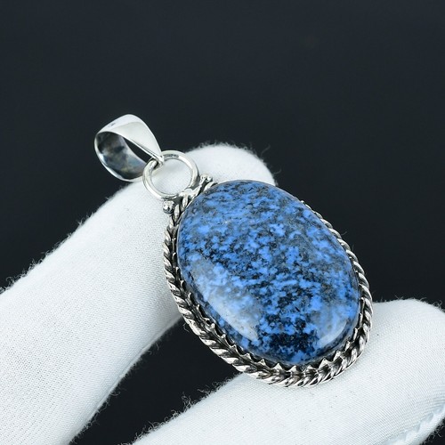 Naturale Blu K2 Azzurrite Gemma Ciondolo 925 Argento Sterling Mano Gioielli