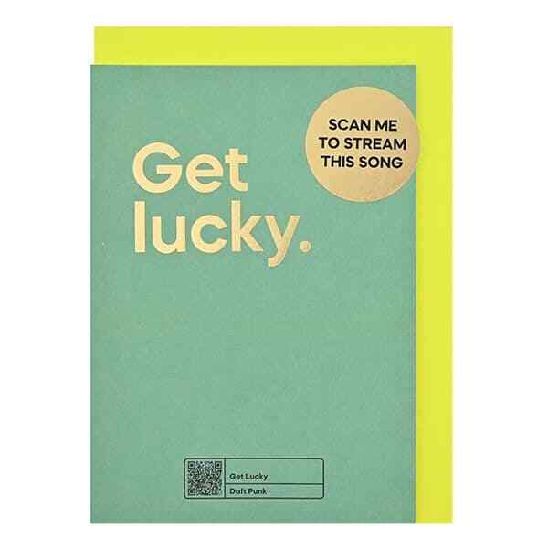 Daft Punk ""Get Lucky"" Card - Music Gift - Scan QR Code for Song To Play