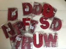 NWT POTTERY BARN Red German Glitter Letters Initials N Q U X Ornaments
