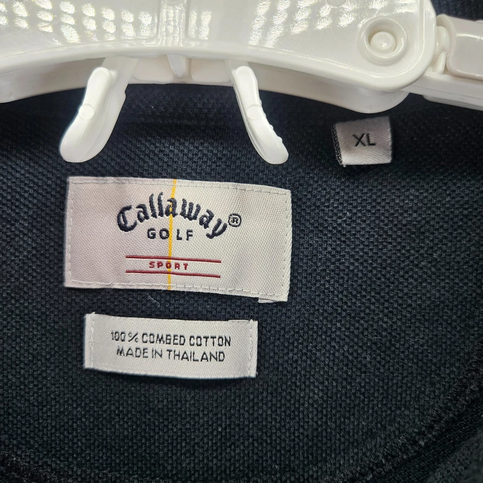 Camisa Polo Callaway Para Hombre Negra con Logo Bordado Dorado Marrón Talla XL Algodón Foto 2 de 4