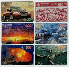 1991-97 Thai Pattern Railway 100th Goldfish Honda City 6 Phonecard Used Lot