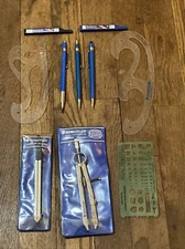 Lot Of Staedtler Mars Drafting Tools Compass Scales Masterbow Pencils Lead