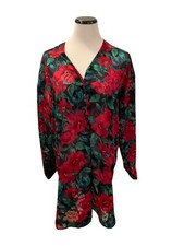 Victoria  s Secret Vintage Romantic Floral Pajama Nightgown L Red Gold Label