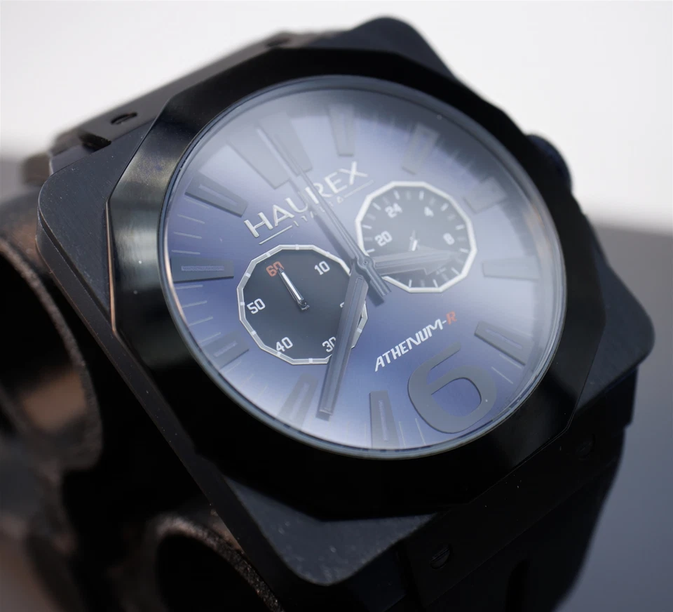 Reloj Haurex Athenium-R Cuadrado Cronógrafo Azul/Negro Esfera Humo 3N372UNB Foto 4 de 4