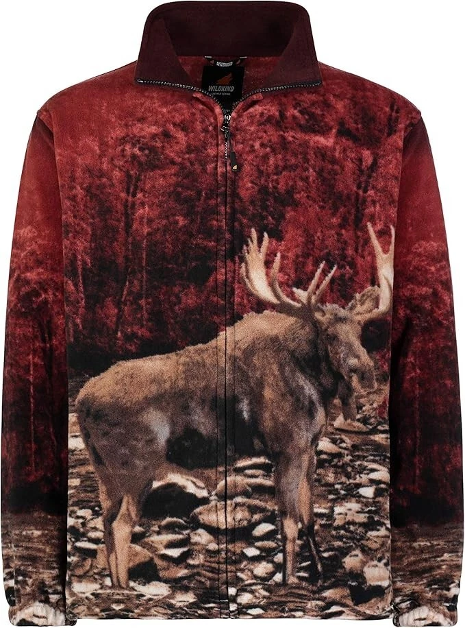 Wildkind Western Moose Bull Elk Deer Buck Stag Forest Jacket Red Sweater M-3X