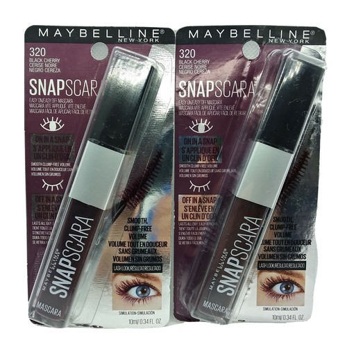 Maybelline Snapscara Mascara 320 Black Cherry Smooth Clump Free Volume Lot of 2