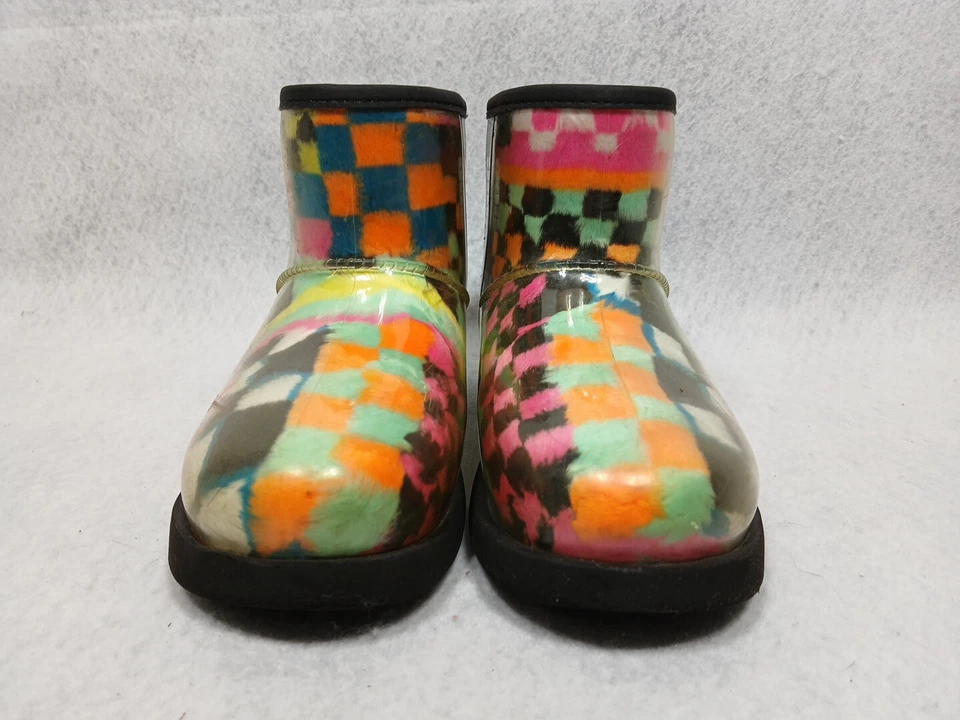 Botas impermeáveis femininas UGG clássicas transparentes mini xadrez chuva tamanho 6 crianças 4 - Imagem 3 de 4