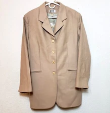 Womens Wool Blazer Jacket Elements by Speigel Size 16 Beige Lined Equestrian Y2k