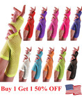 Women Long punk goth  Mesh Gloves Dance Costume Lady Party Fingerless Mittens 