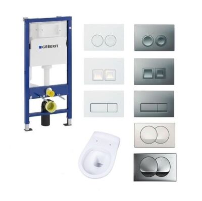 Geberit Duofix Vorwandelement + Wand WC spülrandlos mit Rundumspülung + WC Sitz