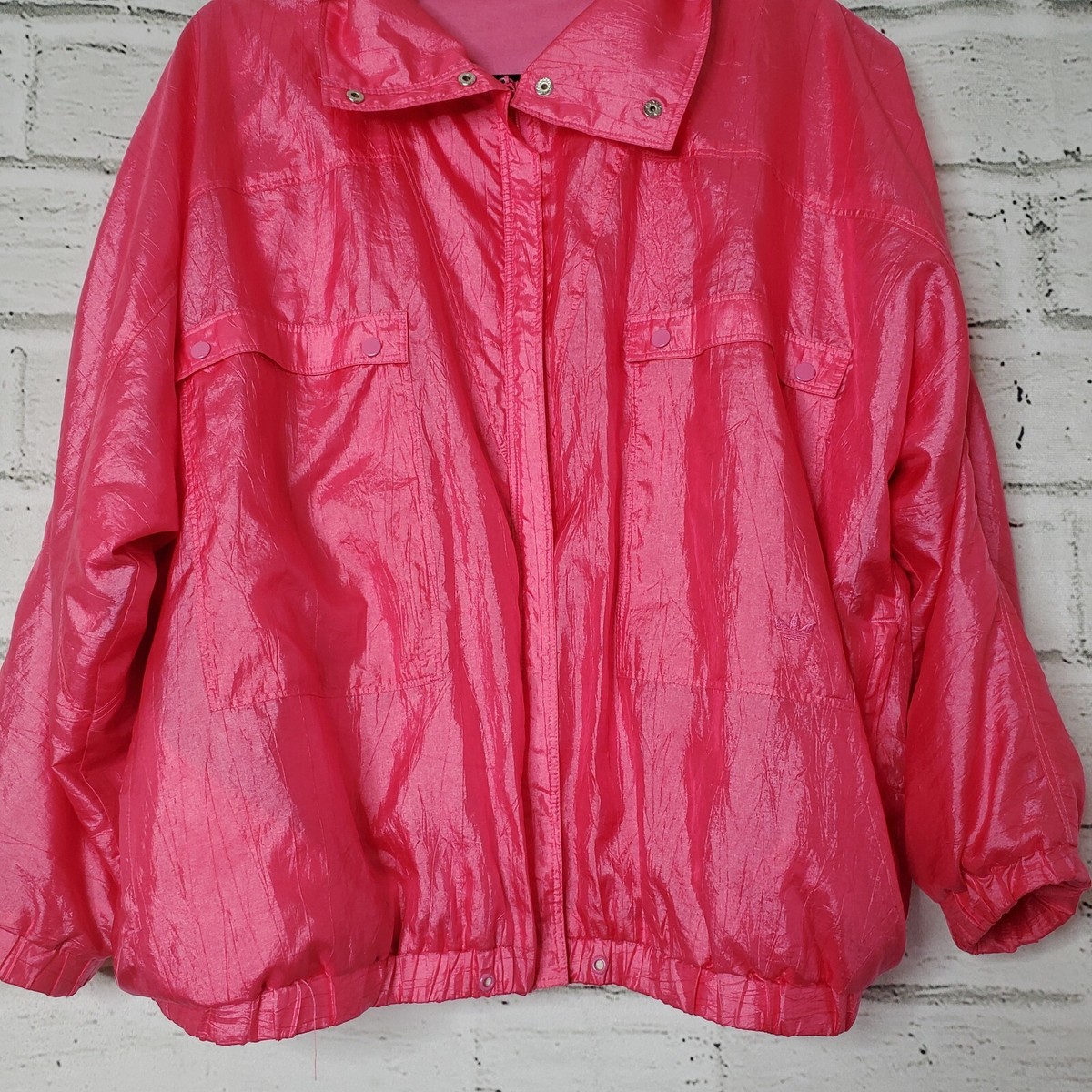 Vintage ADIDAS Hot Pink Jacket Windbreaker zip up fluorescent