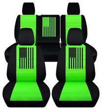 Front And Rear Car Seat Covers Fits 2007 To 2017 Jeep Wrangler Black Lime Green