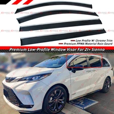 FOR 2021-24 TOYOTA SIENNA PREMIUM CHROME TRIM WINDOW VISOR RAIN GUARD DEFLECTOR