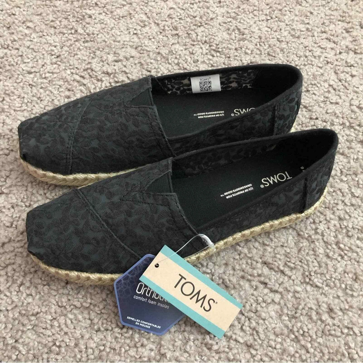 Toms Alpargata Botanical Lace Black Shoes