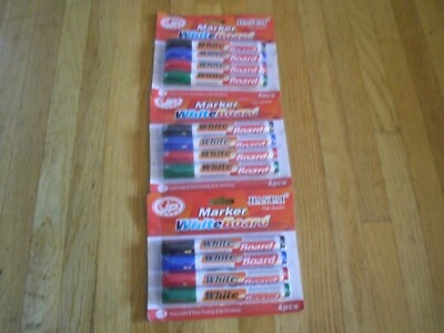New 3 X 4 counts White Board Marker black blue red and Green