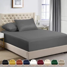Hotel Quality Fitted Sheet Deep Pocket Breathable Soft Elastic Mattress Sheets